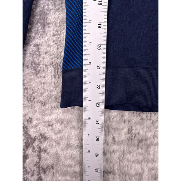 Tory Burch Sport Top Small Womens Seamless 1/4 Zip Blue Chevron Pullover - Picture 6 of 9